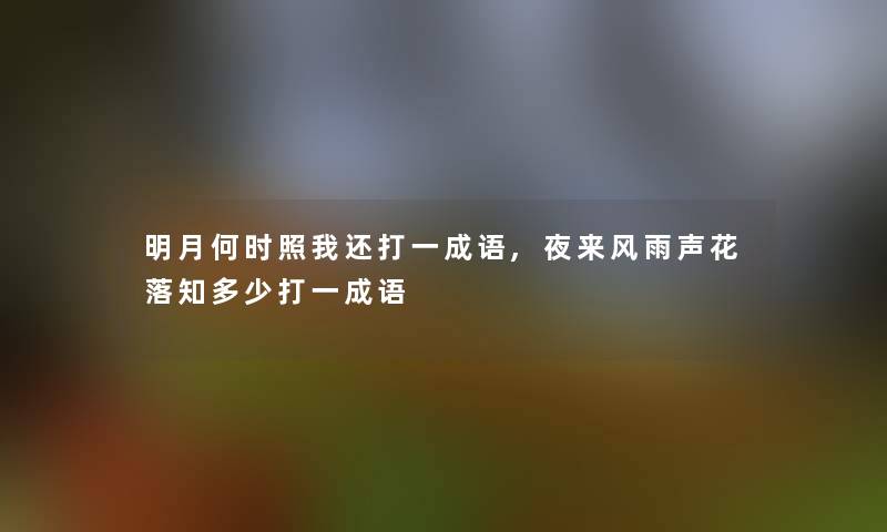 明月何时照我还打一成语,夜来风雨声花落知多少打一成语 明月何时照我还打一成语,夜来风雨声花落知多少打一成语