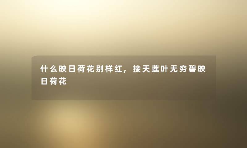 什么映日荷花别样红,接天莲叶无穷碧映日荷花 什么映日荷花别样红,接天莲叶无穷碧映日荷花