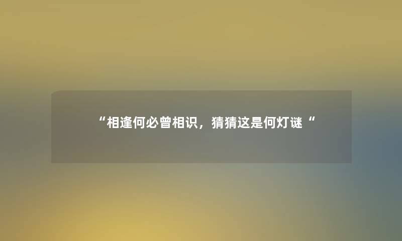 “相逢何必曾相识,猜猜这是何灯谜“ “相逢何必曾相识,猜猜这是何灯谜“