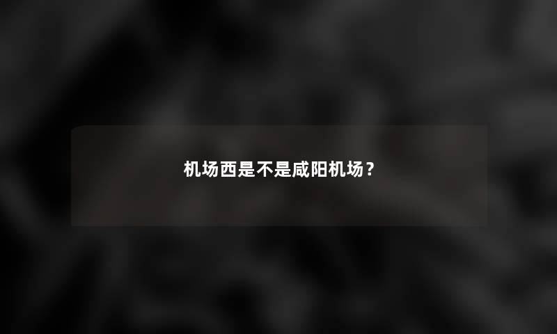 机场西是不是咸阳机场？