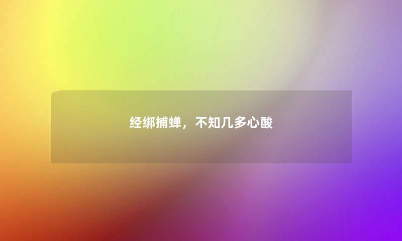 经绑捕蝉,不知几多心酸 经绑捕蝉,不知几多心酸
