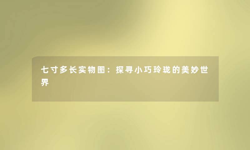 七寸多长实物图:探寻小巧玲珑的美妙世界 七寸多长实物图:探寻小巧玲珑的美妙世界