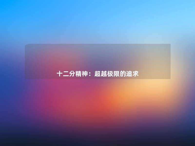 十二分精神：超越极限的追求