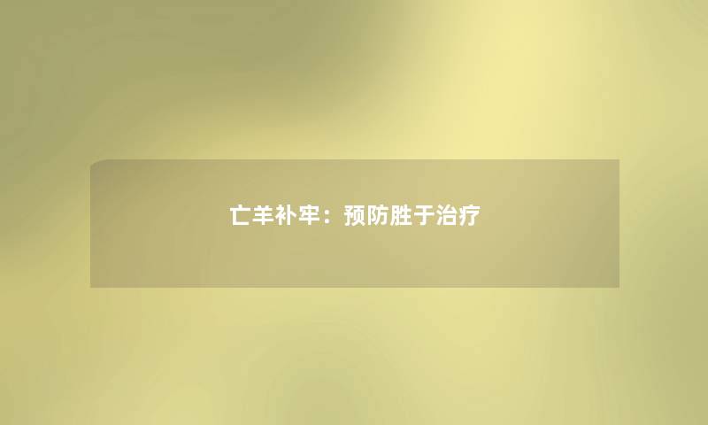 亡羊补牢:预防胜于治疗 亡羊补牢:预防胜于治疗
