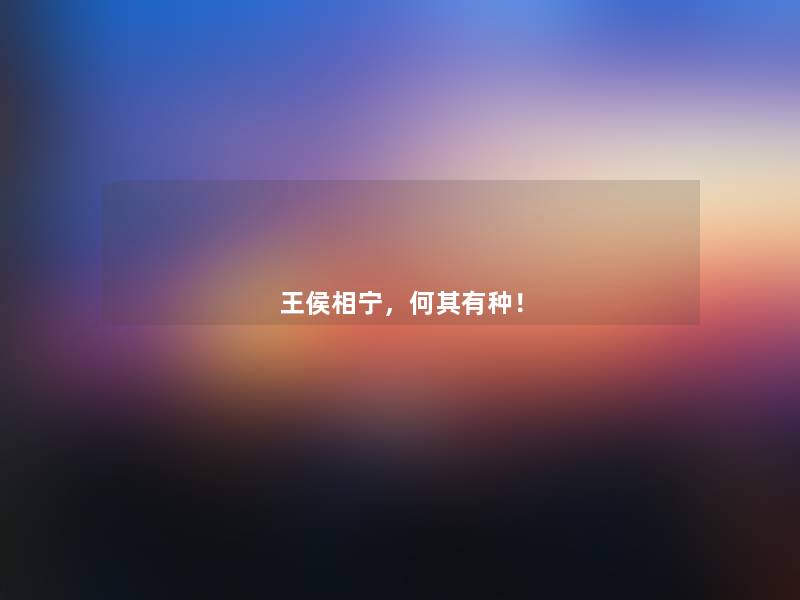 王侯相宁，何其有种！
