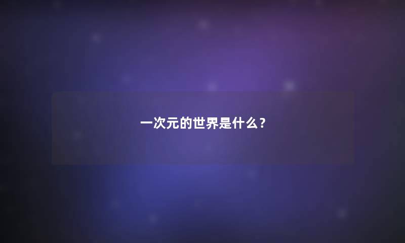 一次元的世界是什么？