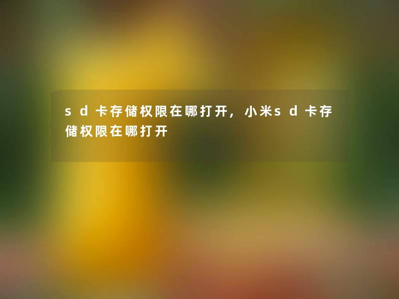 sd卡存储权限在哪打开,小米sd卡存储权限在哪打开 sd卡存储权限在哪打开,小米sd卡存储权限在哪打开