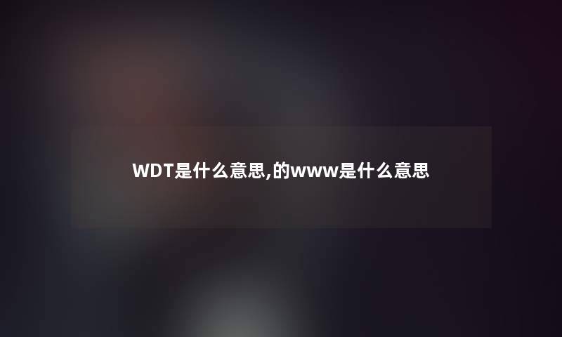 WDT是什么意思,的www是什么意思 WDT是什么意思,的www是什么意思