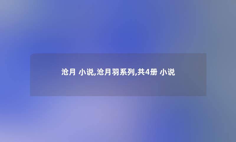 沧月 小说,沧月羽系列,共4册 小说 沧月 小说,沧月羽系列,共4册 小说