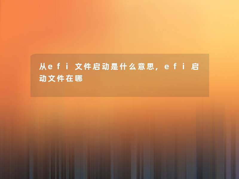 从efi文件启动是什么意思,efi启动文件在哪 从efi文件启动是什么意思,efi启动文件在哪