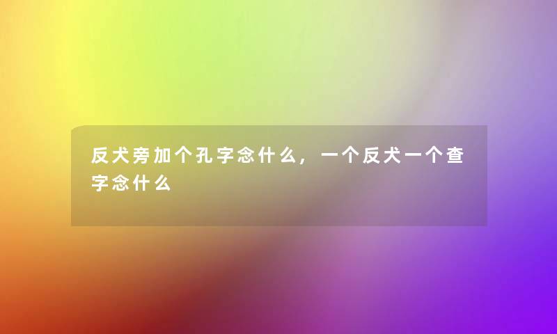 反犬旁加个孔字念什么,一个反犬一个查字念什么 反犬旁加个孔字念什么,一个反犬一个查字念什么