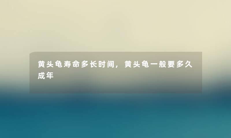 黄头龟寿命多长时间,黄头龟一般要多久成年 黄头龟寿命多长时间,黄头龟一般要多久成年