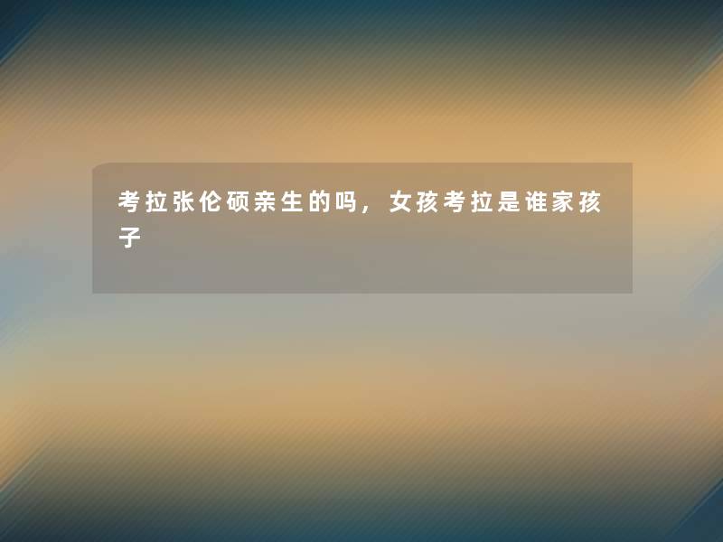 考拉张伦硕亲生的吗,女孩考拉是谁家孩子 考拉张伦硕亲生的吗,女孩考拉是谁家孩子