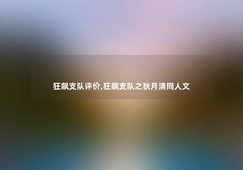 狂飙支队评价,狂飙支队之狄月清同人文 狂飙支队评价,狂飙支队之狄月清同人文