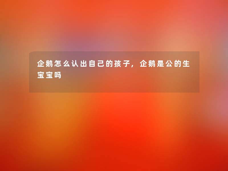 企鹅怎么认出自己的孩子,企鹅是公的生宝宝吗 企鹅怎么认出自己的孩子,企鹅是公的生宝宝吗