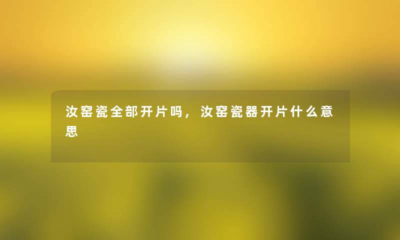 汝窑瓷整理的开片吗,汝窑瓷器开片什么意思