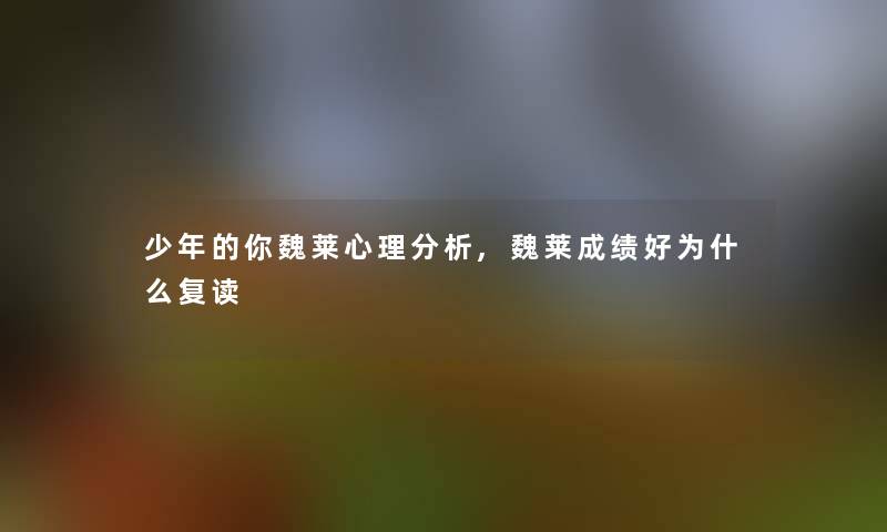 少年的你魏莱心理要说,魏莱成绩好为什么复读 少年的你魏莱心理要说,魏莱成绩好为什么复读