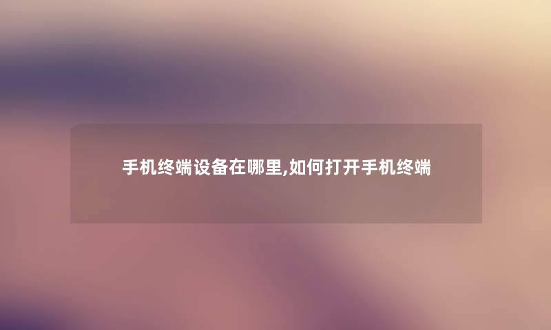 手机终端设备在哪里,如何打开手机终端 手机终端设备在哪里,如何打开手机终端