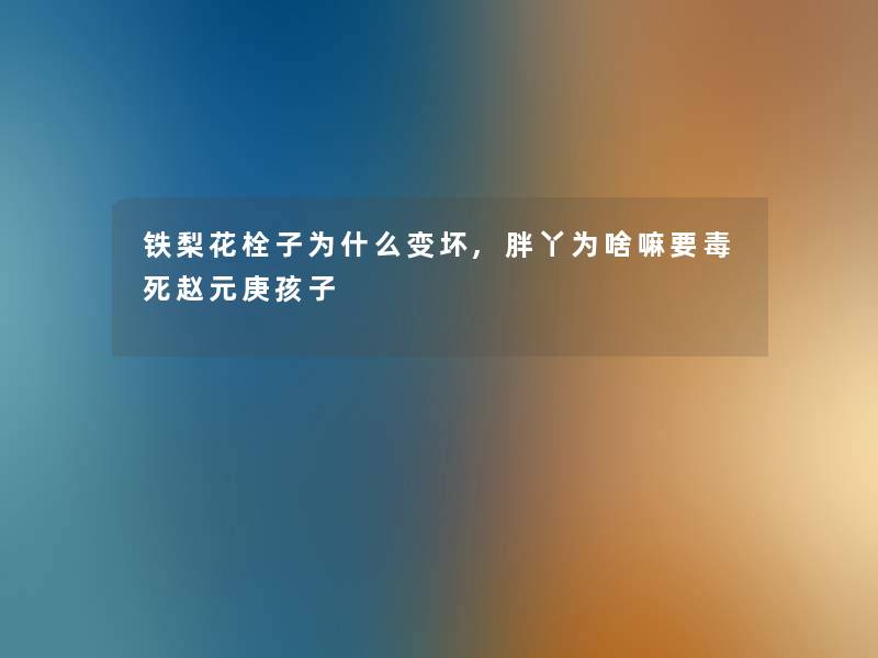 铁梨花栓子为什么变坏,胖丫为啥嘛要毒死赵元庚孩子 铁梨花栓子为什么变坏,胖丫为啥嘛要毒死赵元庚孩子