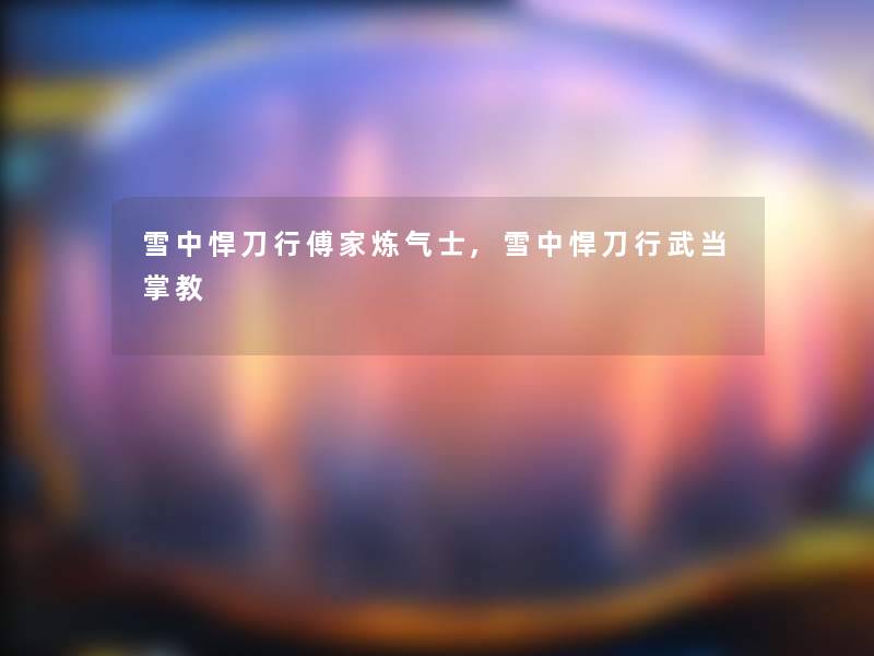 雪中悍刀行傅家炼气士,雪中悍刀行武当掌教 雪中悍刀行傅家炼气士,雪中悍刀行武当掌教